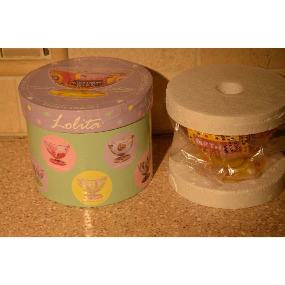 Lolita Birthday Girl Hand Painted 12oz Ice Cream Sundae Bowl NOS (F)